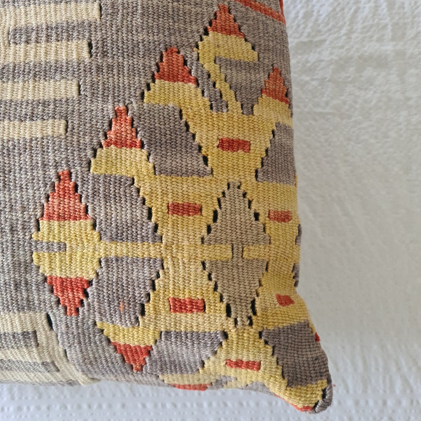 Grey and citrus kilim cushion cover