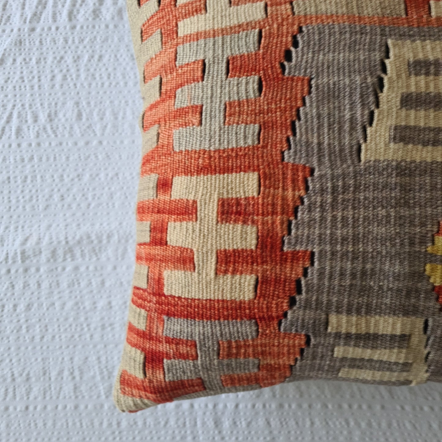 Grey and citrus kilim cushion cover