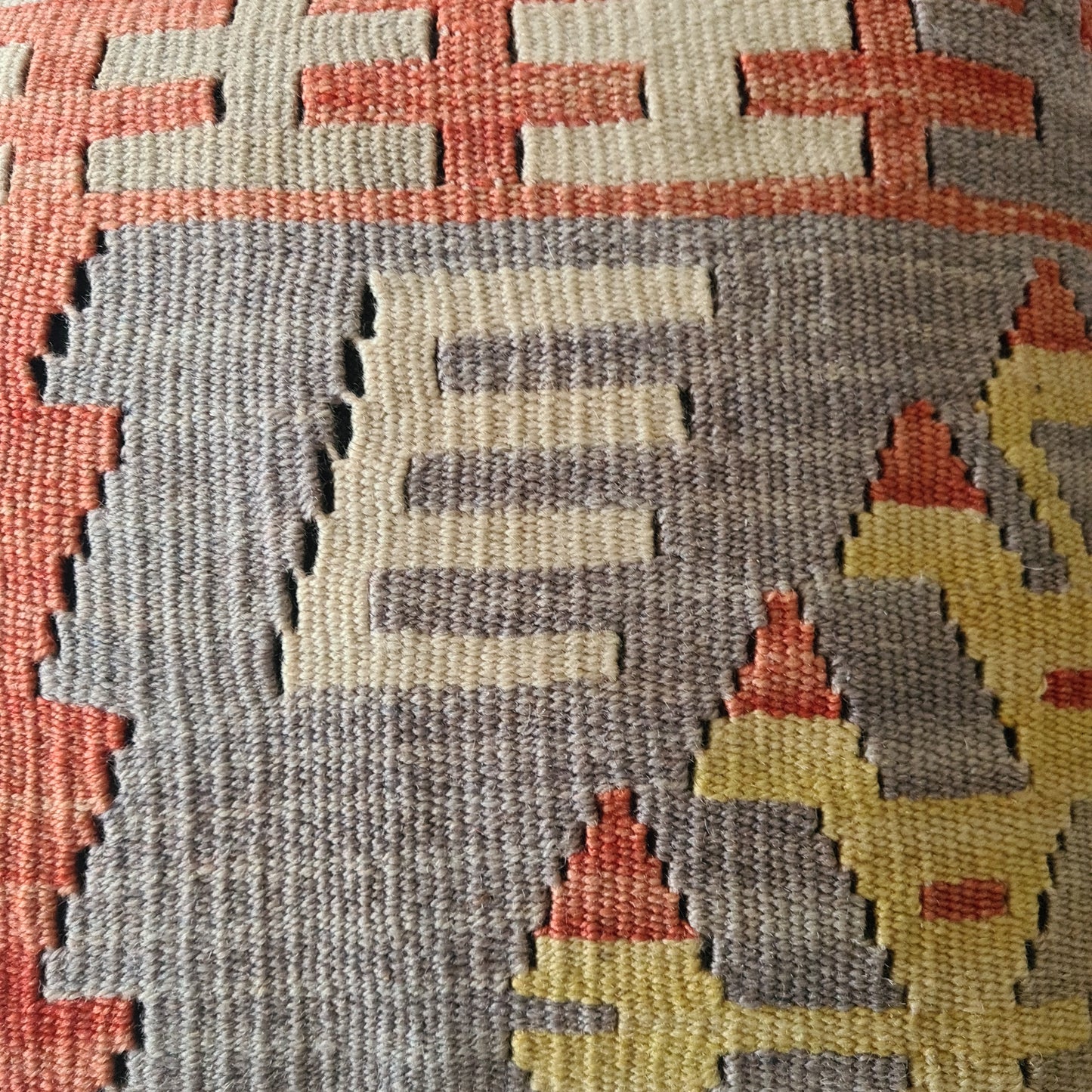 Grey and citrus kilim cushion cover