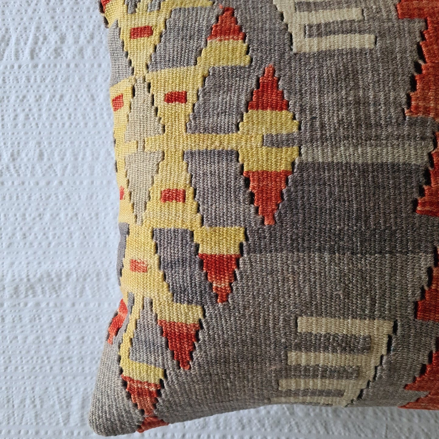 Grey and citrus kilim cushion cover