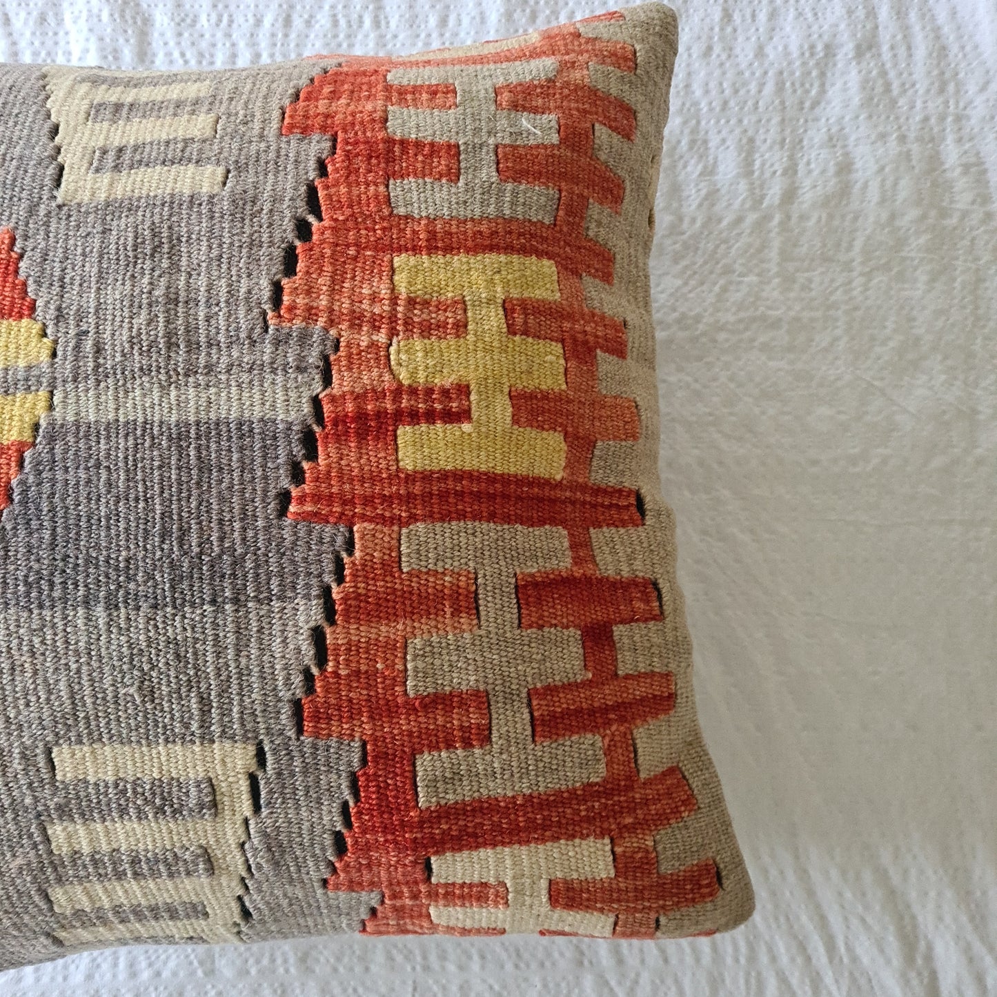 Grey and citrus kilim cushion cover