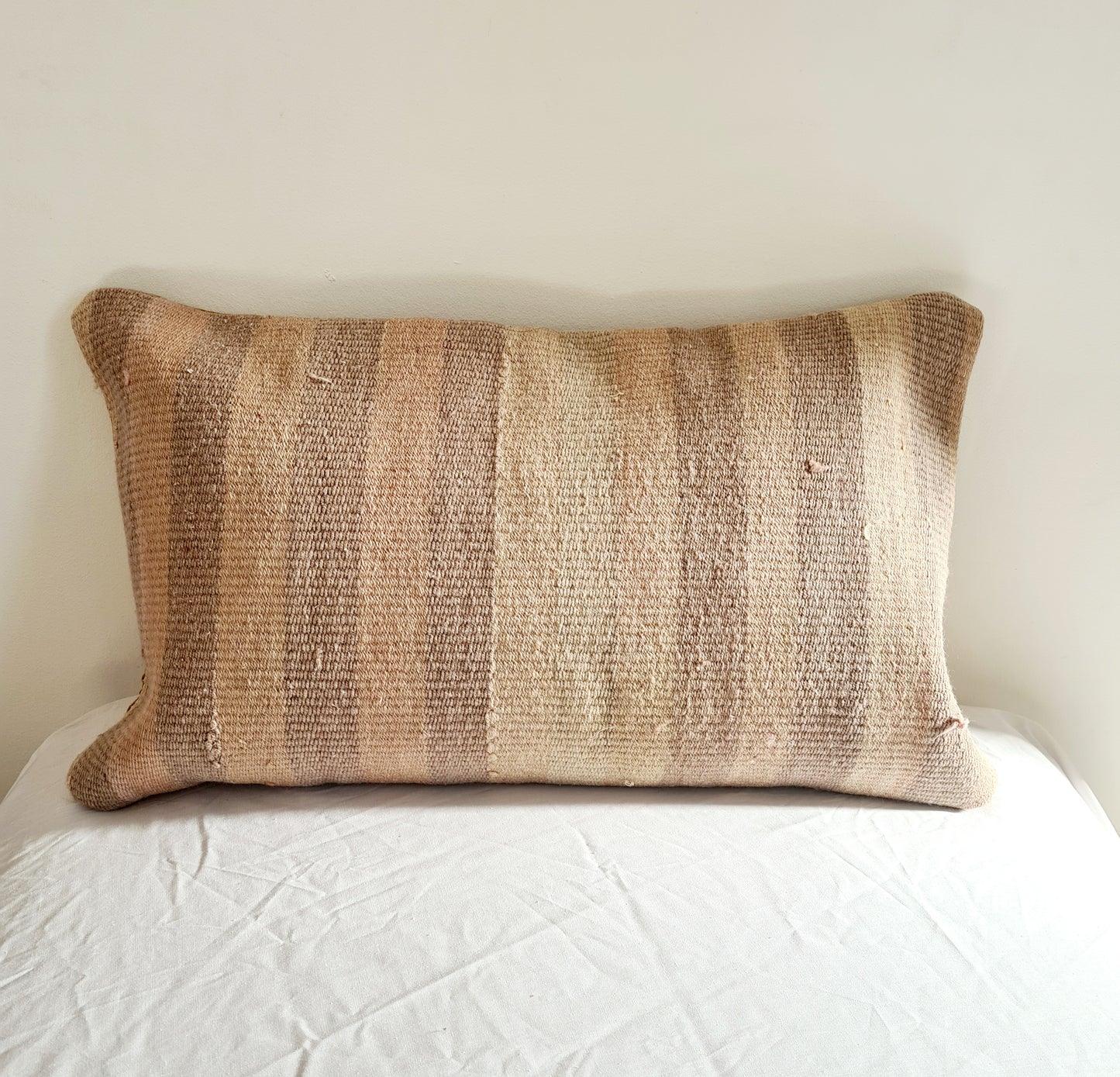 Peach stripe kilim cushion